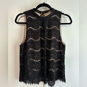 Black lace high low blouse